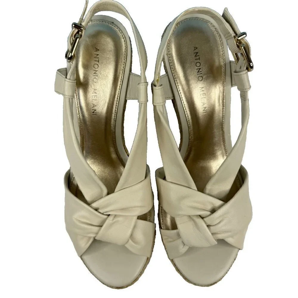 Antonio Melani Meyer Cork Wedge Sandal Off White New in Box Women's Size 9M READ